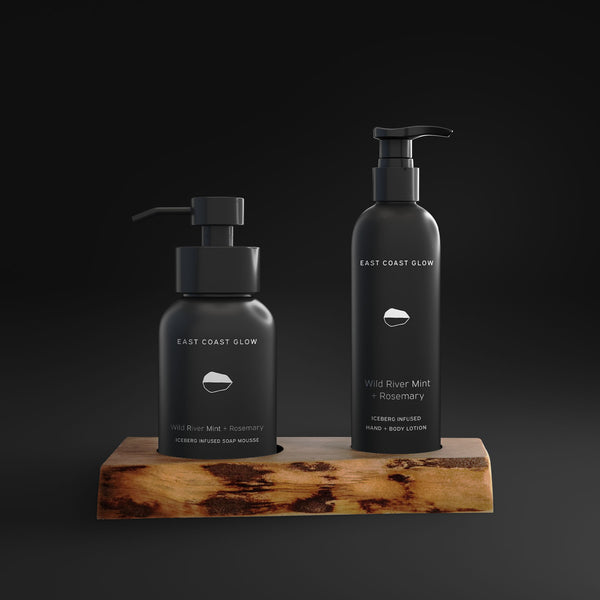 Iceberg Infused Moussed Soap + Lotion + Live Edge Display Board